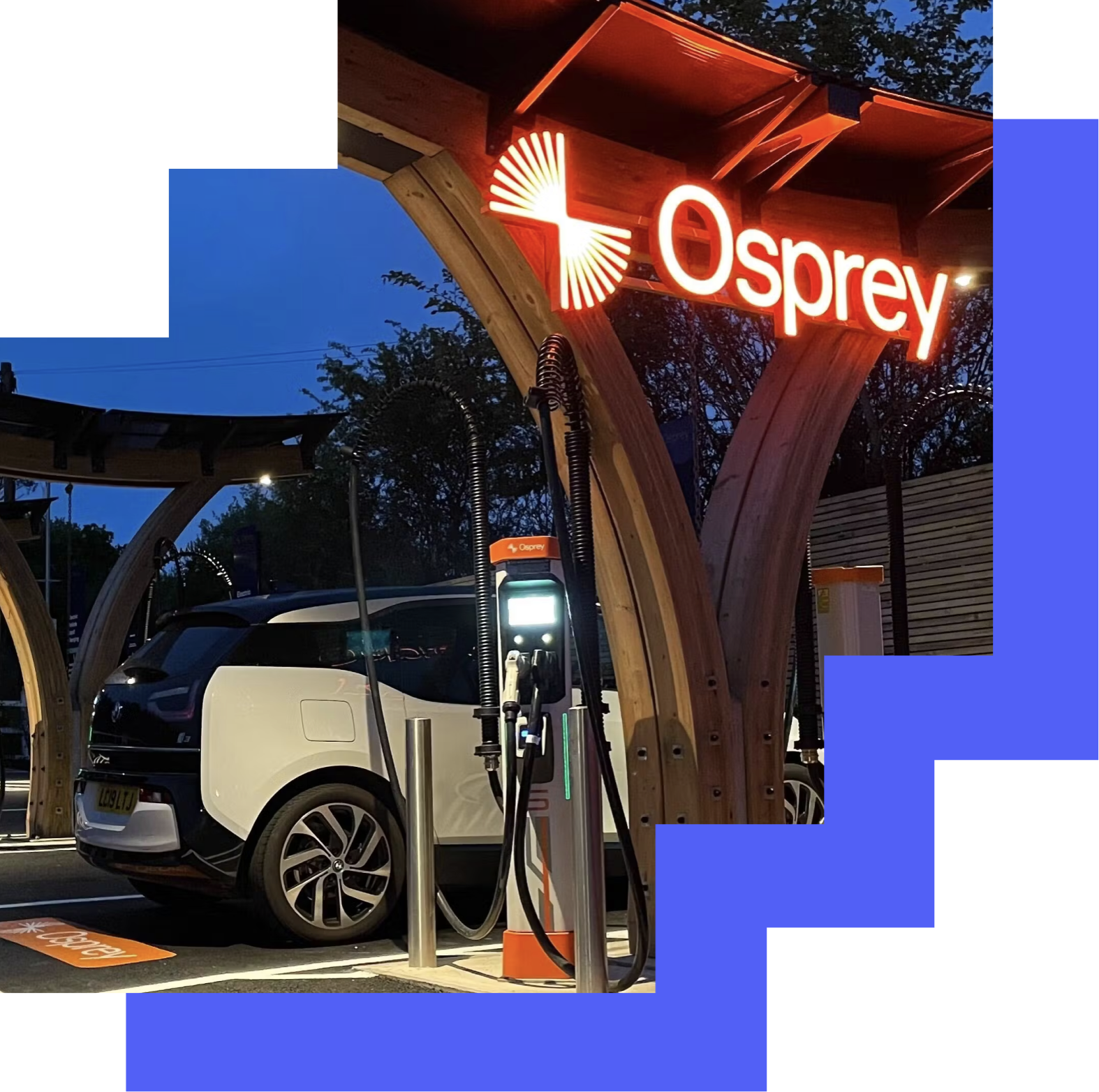 Osprey charging station at night