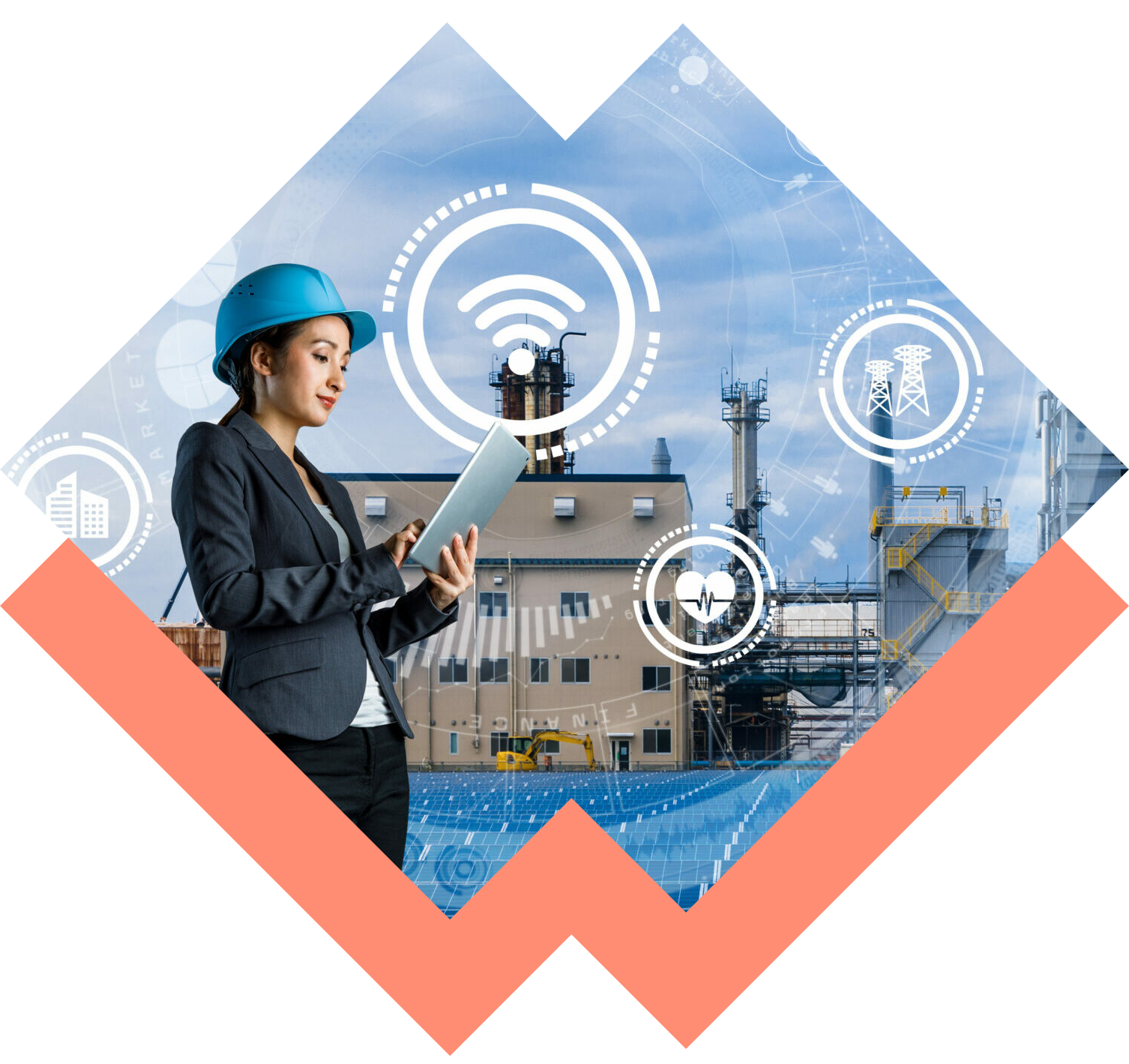 Smart buildings technology illustration